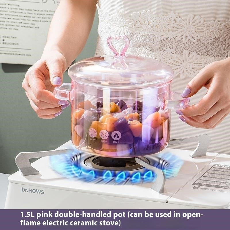 Borosilicate Glass Cooking Pot with Lid(1.5L)