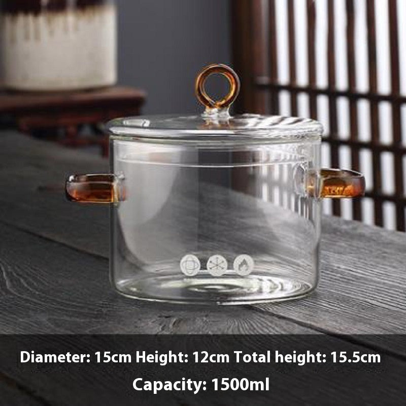 Borosilicate Glass Cooking Pot with Lid(1.5L)