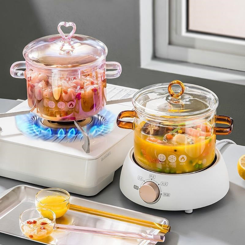 Borosilicate Glass Cooking Pot with Lid(1.5L)